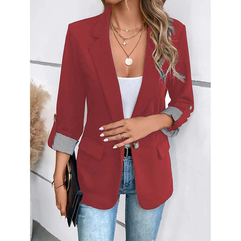 Women’s Casual Open Front Blazer – Long Sleeve Office Jacket