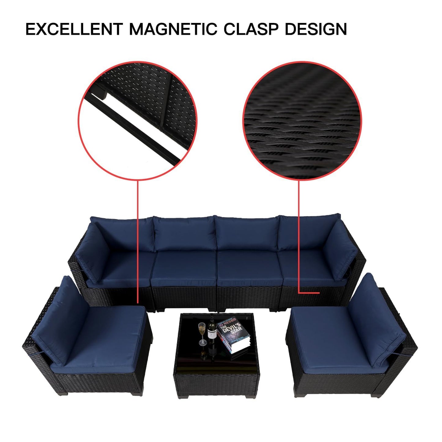 7-Piece Outdoor Rattan Patio Set