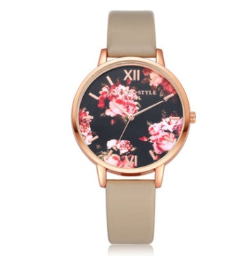 Rose Gold Women’s Quartz Watch with Leather Strap