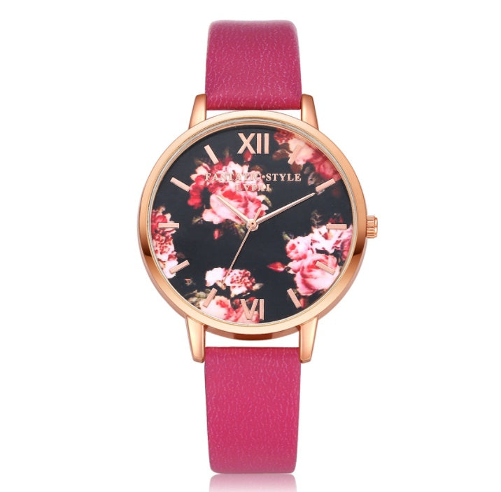 Rose Gold Women’s Quartz Watch with Leather Strap