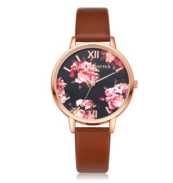 Rose Gold Women’s Quartz Watch with Leather Strap
