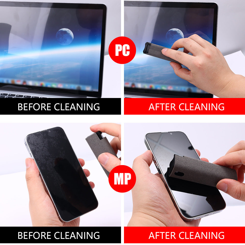 Portable Screen Cleaning Artifact – Spray Bottle with Integrated Wipe