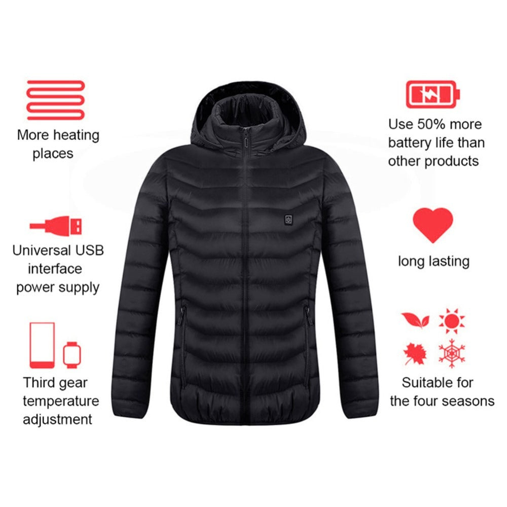 Heated USB Electric Jacket – Winter Thermal Cotton Coat for Men