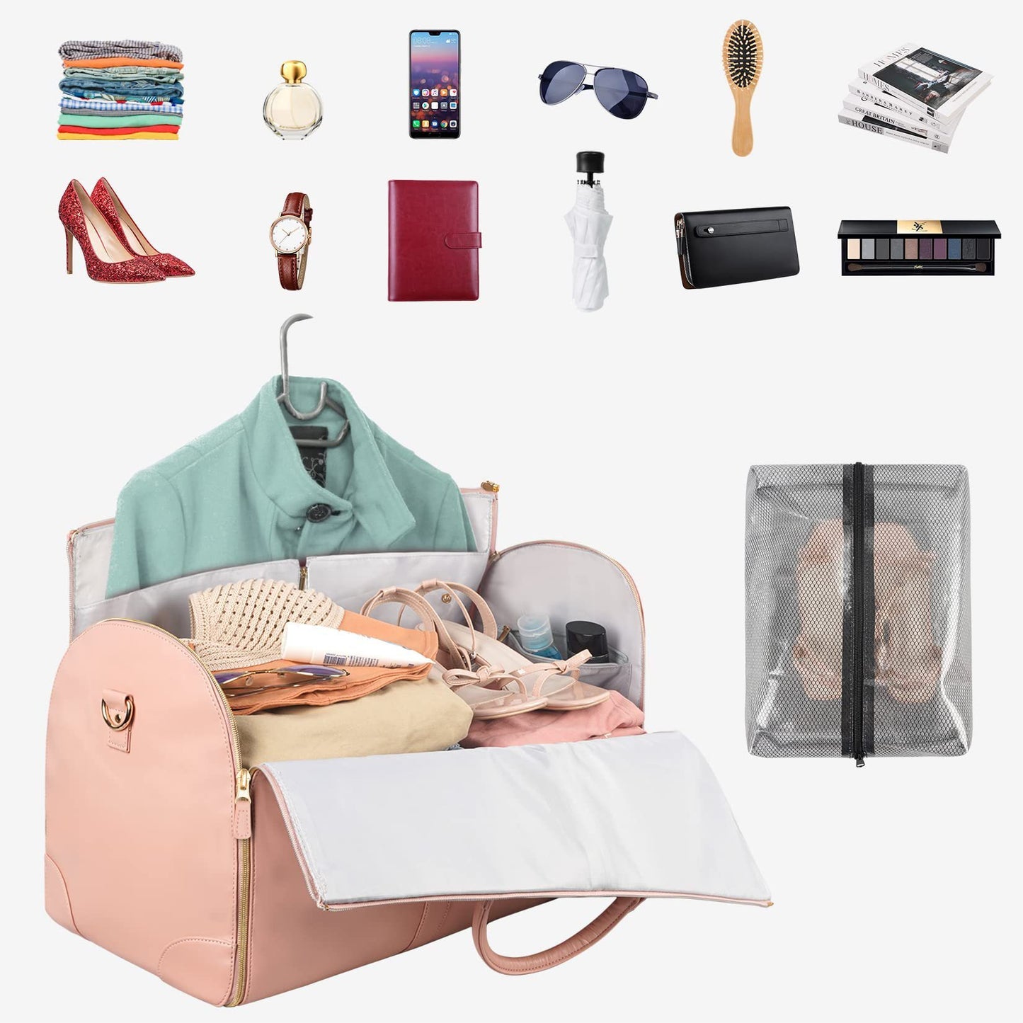 Women’s Large Travel Duffle Bag – Foldable Waterproof Tote & Suit Carrier