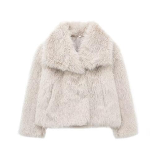 Winter Plush Coat – Warm Fluffy Lapel Jacket for Women