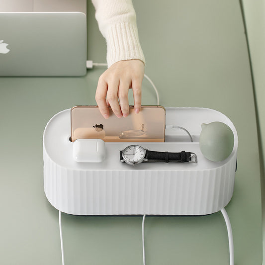 Power Strip Cable Storage Box – Anti-Dust Charger Socket & Wire Organizer