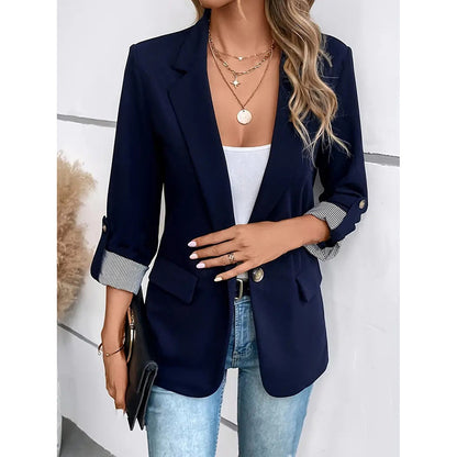 Women’s Casual Open Front Blazer – Long Sleeve Office Jacket