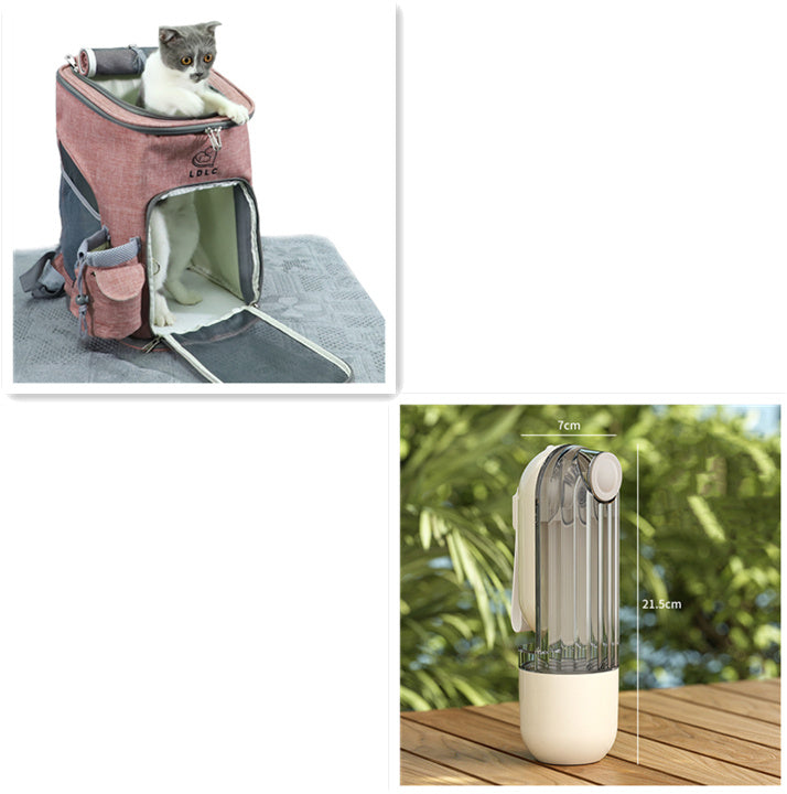 2-in-1 Pet Water & Food Cup – Portable Dog Walking Bottle with Segment Design