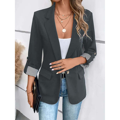 Women’s Casual Open Front Blazer – Long Sleeve Office Jacket