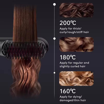 2-in-1 Wireless Hair Straightener & Curler Brush