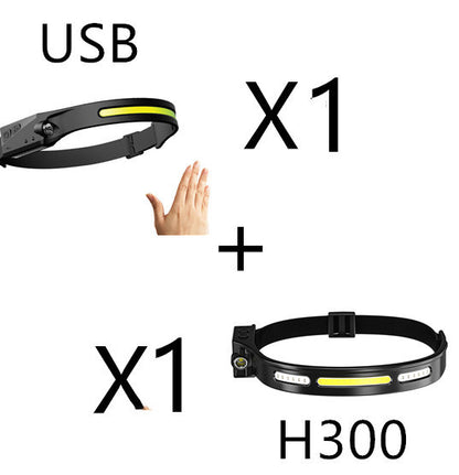 COB LED Induction Headlamp – USB Rechargeable Waterproof Camping & Hunting Light