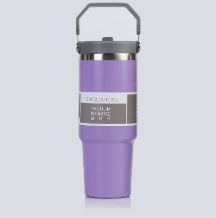 Portable Stainless Steel Travel Coffee Tumbler – Sports Water Bottle with Handle Cover