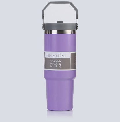 Portable Stainless Steel Travel Coffee Tumbler – Sports Water Bottle with Handle Cover