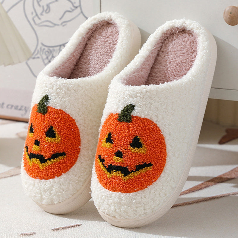Halloween Pumpkin Warm Slippers Men And Women Couples Indoor House Shoes