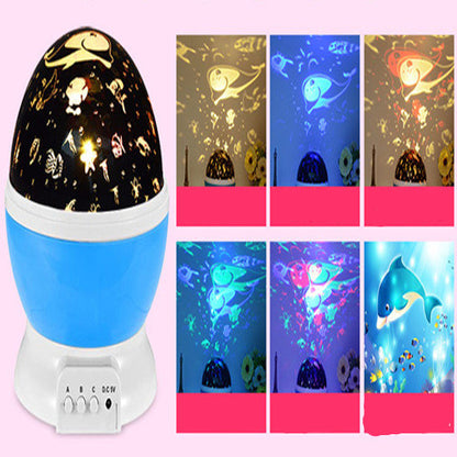 LED Projector Light USB Starry Sky Night Light Rotating Bedside Table Lamp
