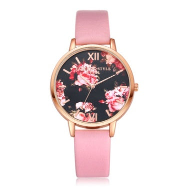Rose Gold Women’s Quartz Watch with Leather Strap