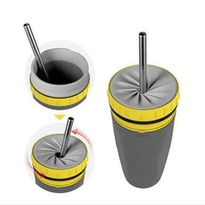 No-Cover Twist Travel Cup – Double Insulated Portable Tumbler with Straw for Kids & Adults