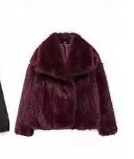 Winter Plush Coat – Warm Fluffy Lapel Jacket for Women