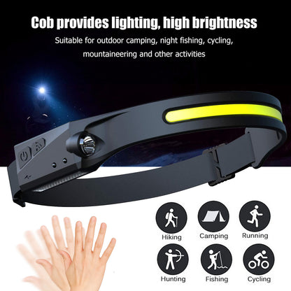COB LED Induction Headlamp – USB Rechargeable Waterproof Camping & Hunting Light