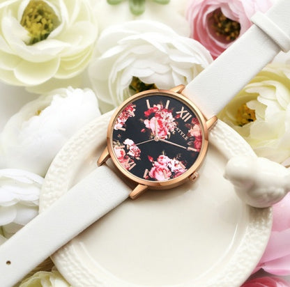Rose Gold Women’s Quartz Watch with Leather Strap