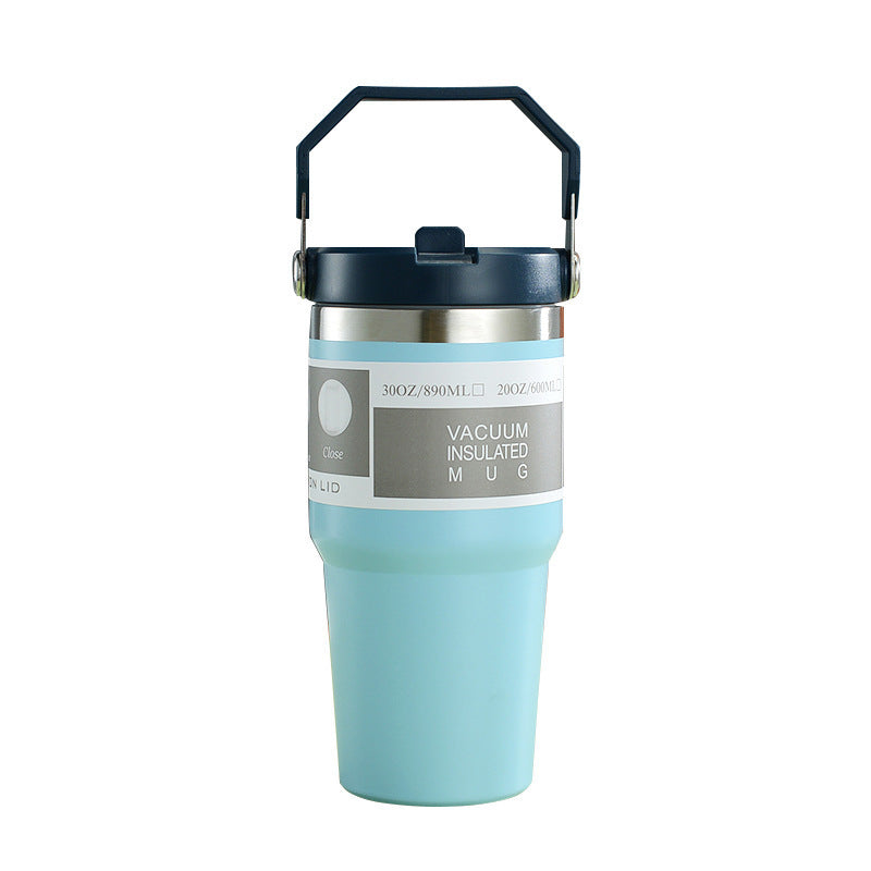 Portable Stainless Steel Travel Coffee Tumbler – Sports Water Bottle with Handle Cover