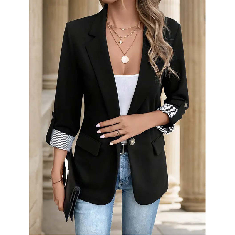Women’s Casual Open Front Blazer – Long Sleeve Office Jacket