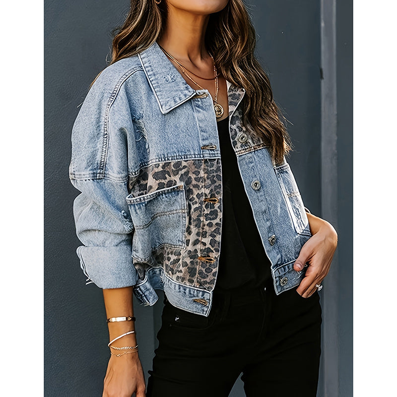 Women’s Cropped Distressed Denim Jacket – Ripped Jean Coat