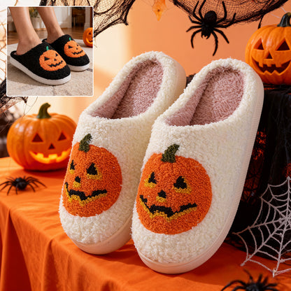 Halloween Pumpkin Warm Slippers Men And Women Couples Indoor House Shoes