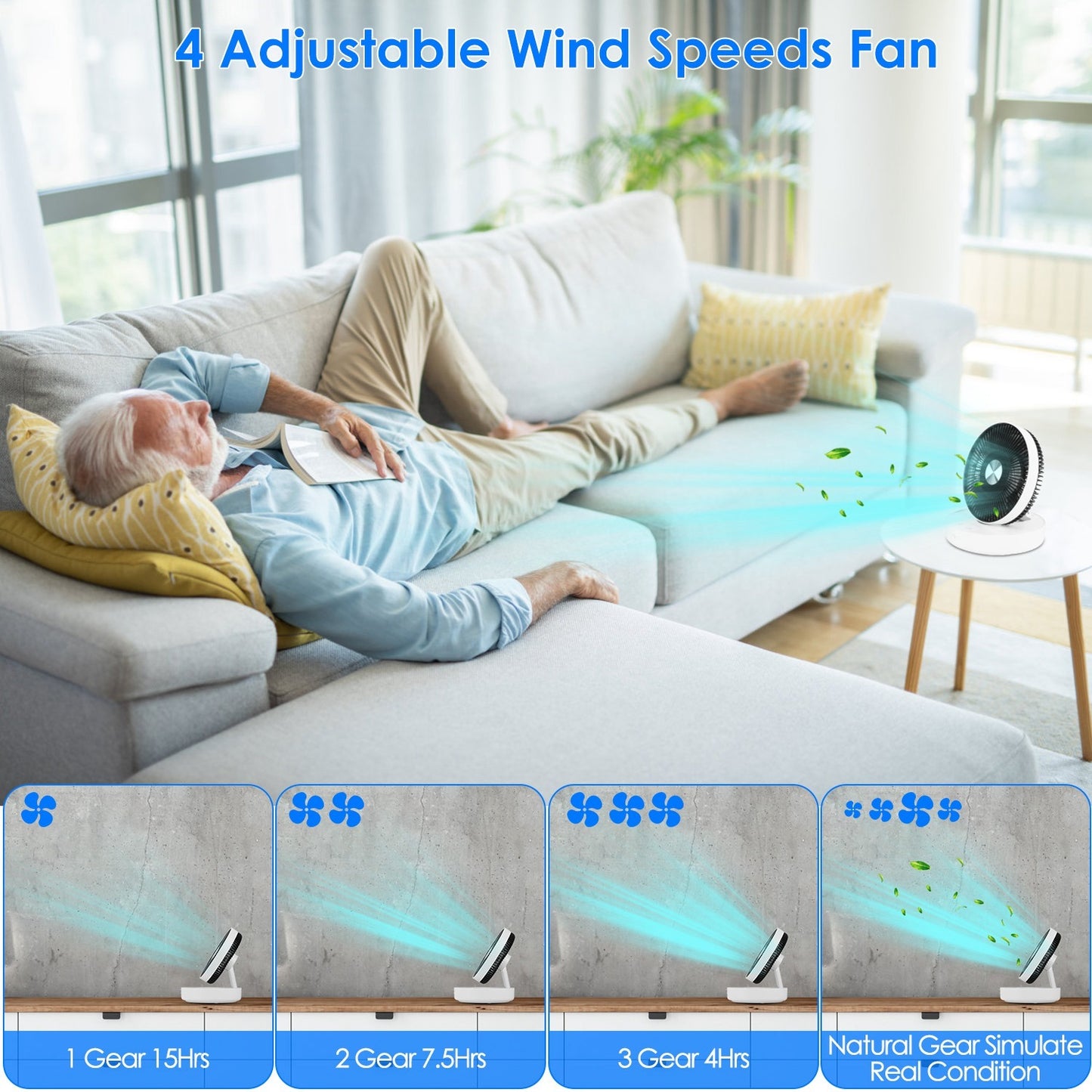 Foldable Rechargeable LED Desk & Wall Fan
