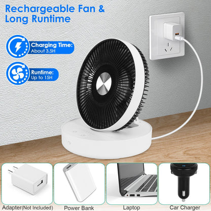 Foldable Rechargeable LED Desk & Wall Fan