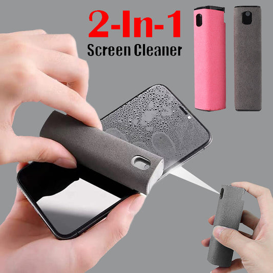 Portable Screen Cleaning Artifact – Spray Bottle with Integrated Wipe