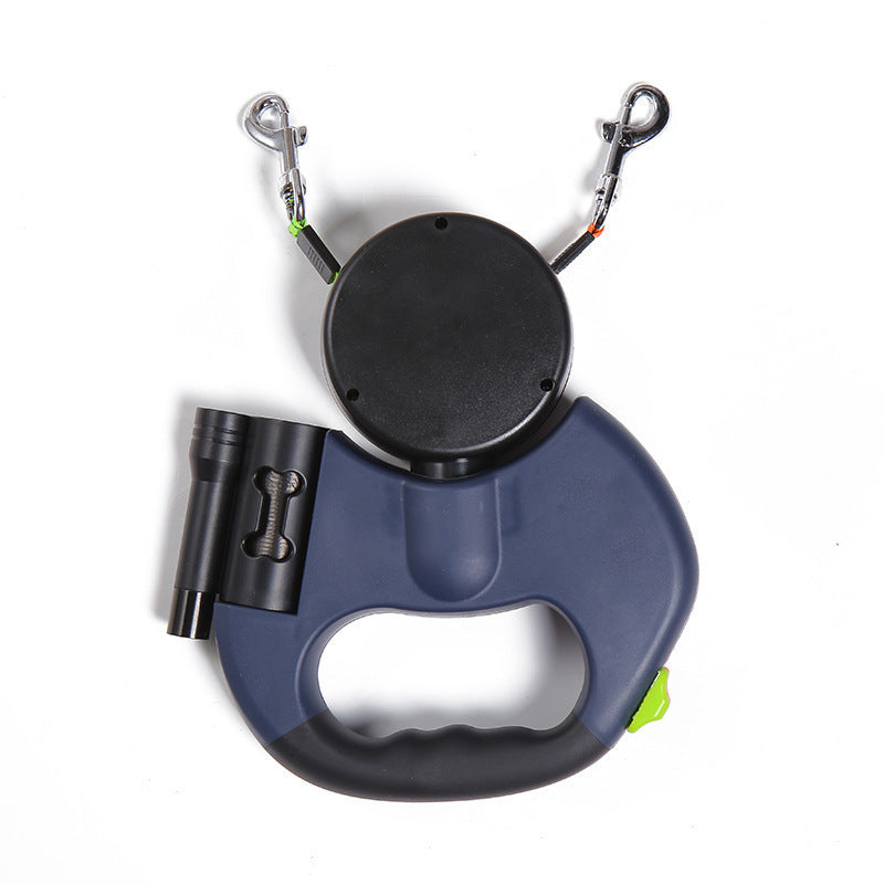 Retractable Dual Dog Leash – Reflective Pet Lead with 360° Swivel & Light