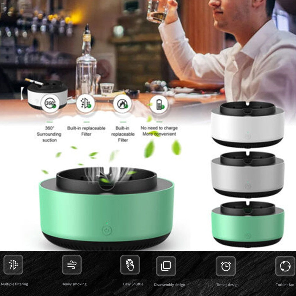 Smoke Removal Air Purification Ashtray – Automatic Anion Purifier for Home & Car