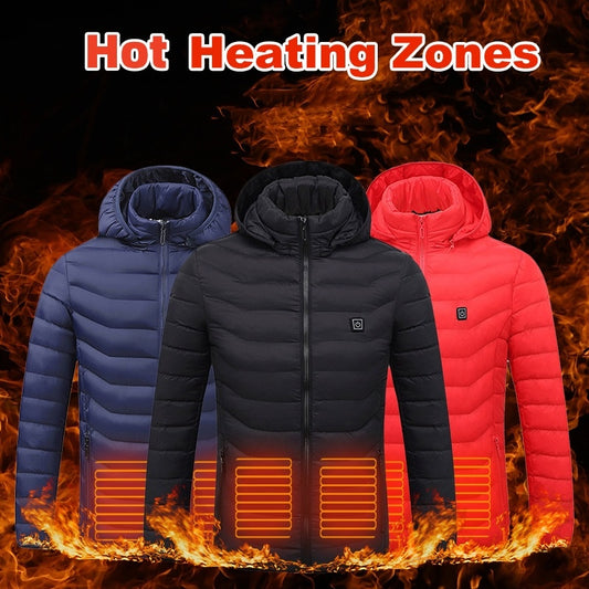 Heated USB Electric Jacket – Winter Thermal Cotton Coat for Men
