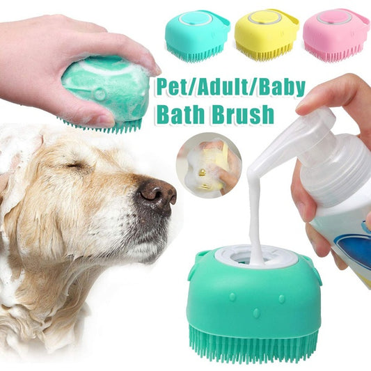Silicone Pet Bath & Grooming Glove with Shampoo Dispenser