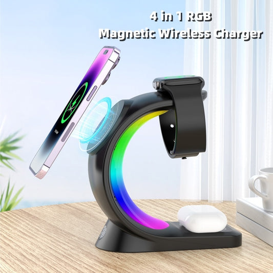Magnetic Fast Charging Station – 4-in-1 Wireless Charger with Night Light