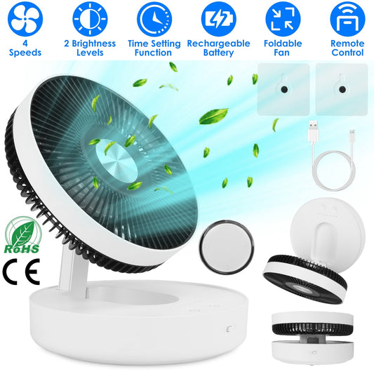 Foldable Rechargeable LED Desk & Wall Fan