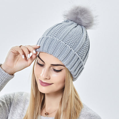 Satin Lined Knit Pom Pom Beanie for Women
