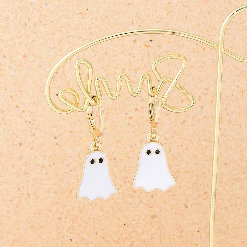 "Gold Ghost Huggie Hoop Earrings - Cute Halloween Jewelry"
