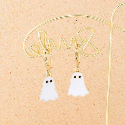 "Gold Ghost Huggie Hoop Earrings - Cute Halloween Jewelry"