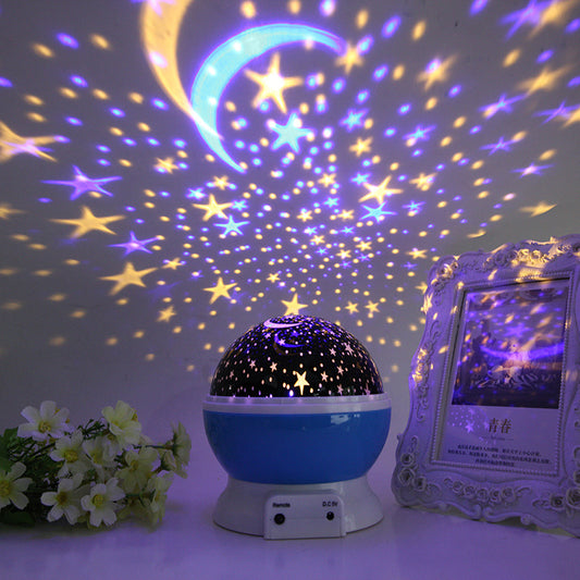 LED Projector Light USB Starry Sky Night Light Rotating Bedside Table Lamp