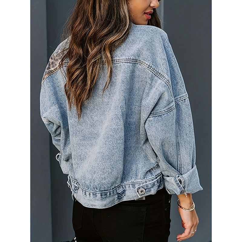 Women’s Cropped Distressed Denim Jacket – Ripped Jean Coat