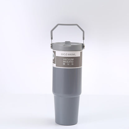 Portable Stainless Steel Travel Coffee Tumbler – Sports Water Bottle with Handle Cover