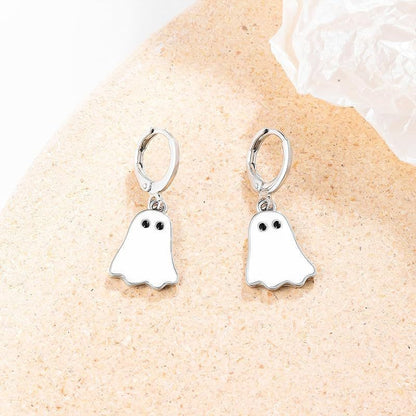 "Gold Ghost Huggie Hoop Earrings - Cute Halloween Jewelry"