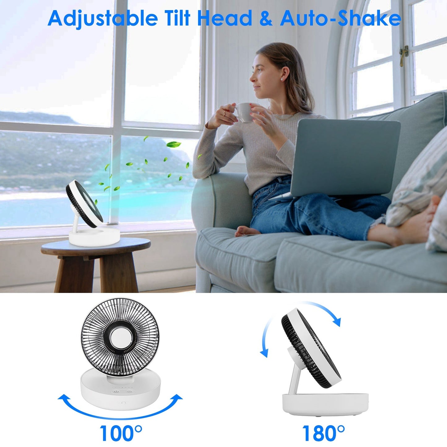 Foldable Rechargeable LED Desk & Wall Fan
