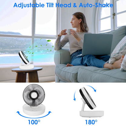 Foldable Rechargeable LED Desk & Wall Fan