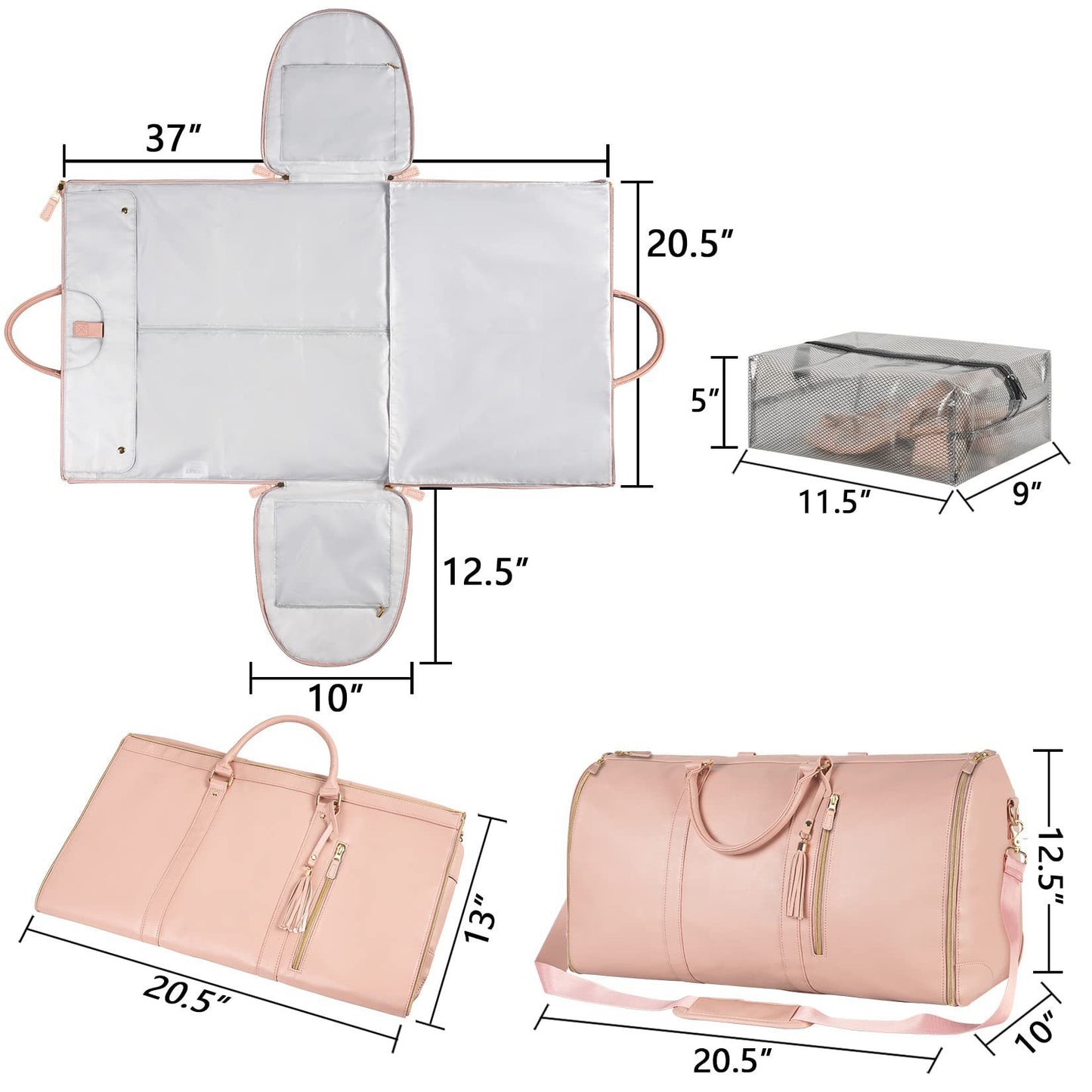 Women’s Large Travel Duffle Bag – Foldable Waterproof Tote & Suit Carrier