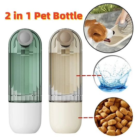 2-in-1 Pet Water & Food Cup – Portable Dog Walking Bottle with Segment Design