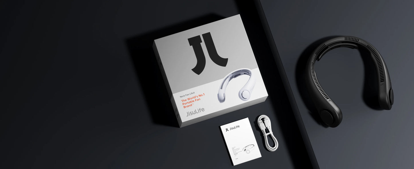 JISULIFE Upgraded Portable Neck Fan – 5000mAh, 5 Speeds, Hands-Free Cooling