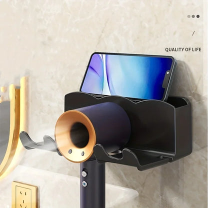 Wall-Mounted Hair Dryer Storage Rack – Non-Drill Bathroom Holder